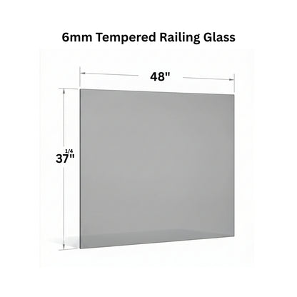 6mm tempered glass panel for railing from Best Glass Parts, clear safety glass with smooth edges and polished finish.