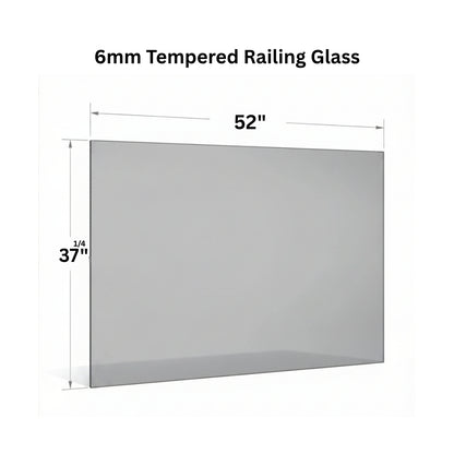 Clear 6mm tempered glass panel for railing from Best Glass Parts, showing smooth edges and transparent surface for safety and style.