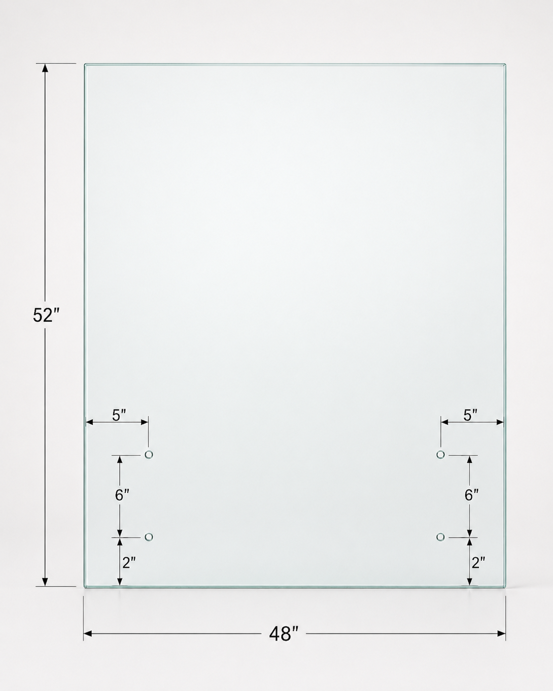 12mm tempered glass standoff railing panel from Best Glass Parts, showcasing a clear glass sheet with mounting hardware for railing installation.