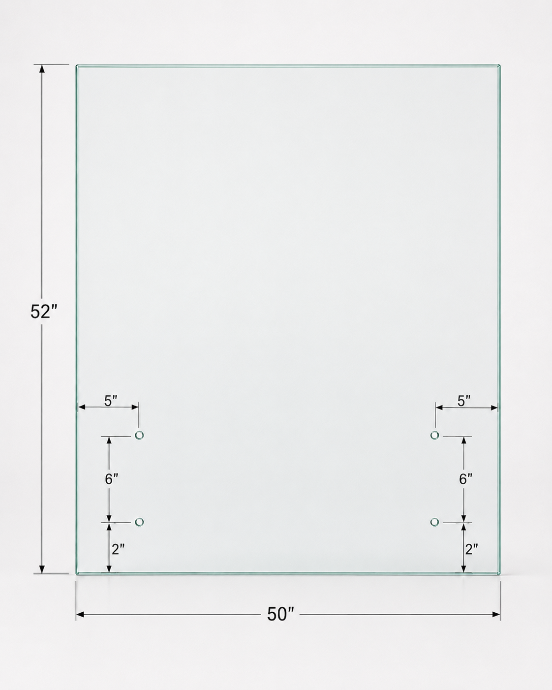 12mm tempered glass standoff railing panel from Best Glass Parts, featuring clear, polished edges for modern glass railing installation.