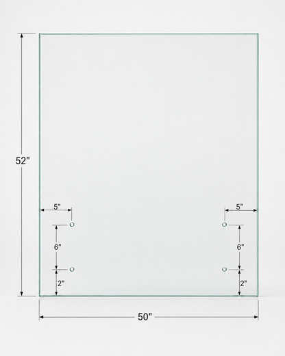 12mm tempered glass standoff railing panel from Best Glass Parts, featuring clear, polished edges for modern glass railing installation.