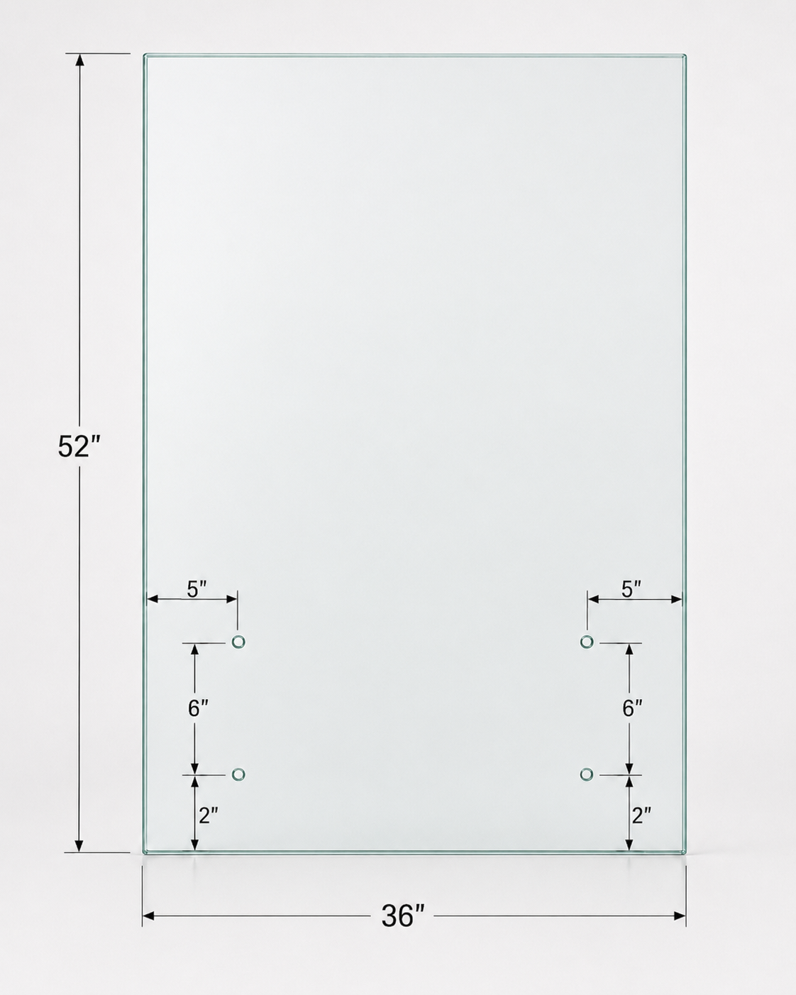Eight 12mm tempered standoff railing glass panels with polished edges, designed for modern glass railing systems by Best Glass Parts.