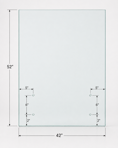 12mm tempered glass standoff railing panel from Best Glass Parts, showcasing polished edges and secure mounting hardware.