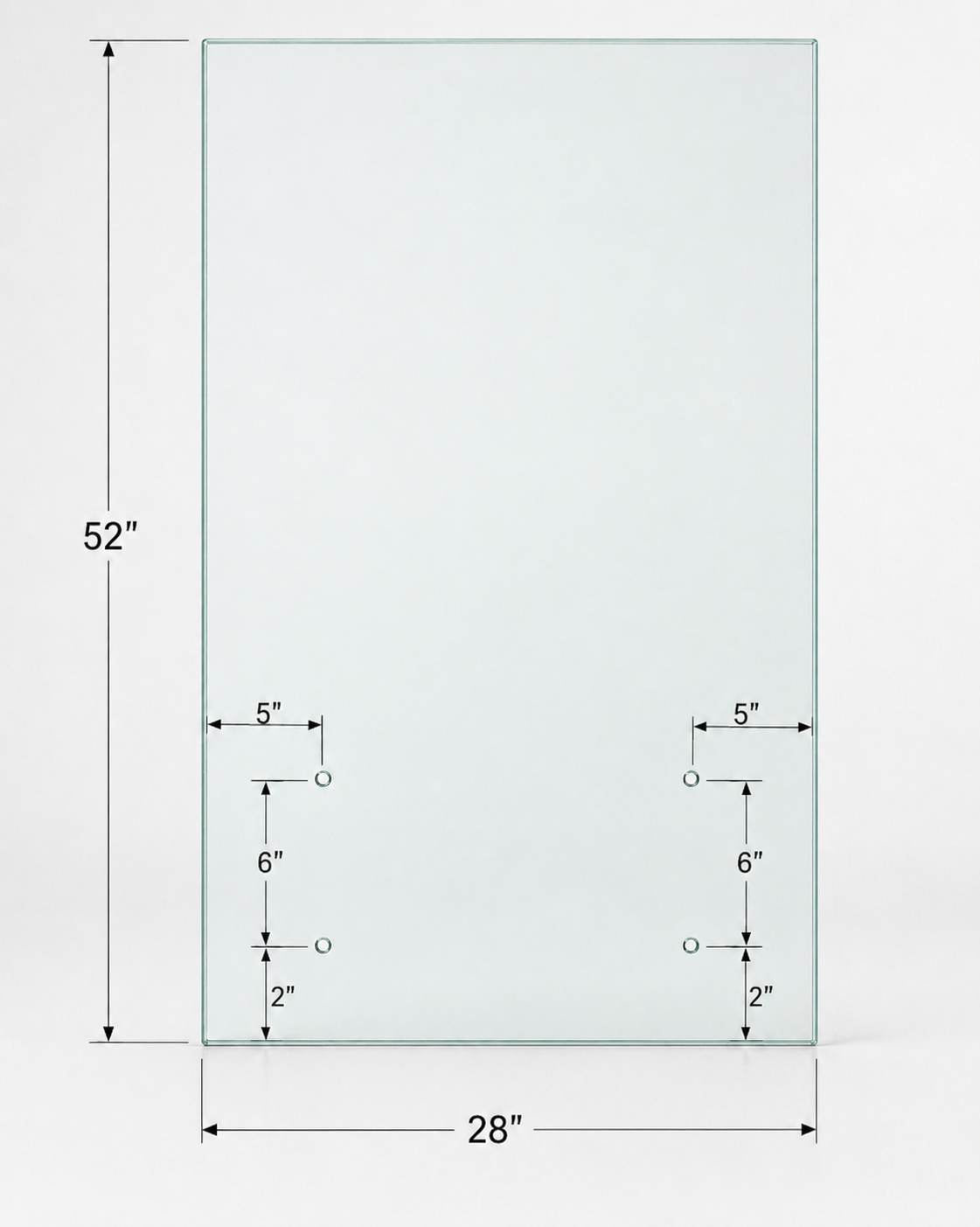 Tempered glass standoff railing panel, 12mm thick, from Best Glass Parts, for modern glass railing installations
