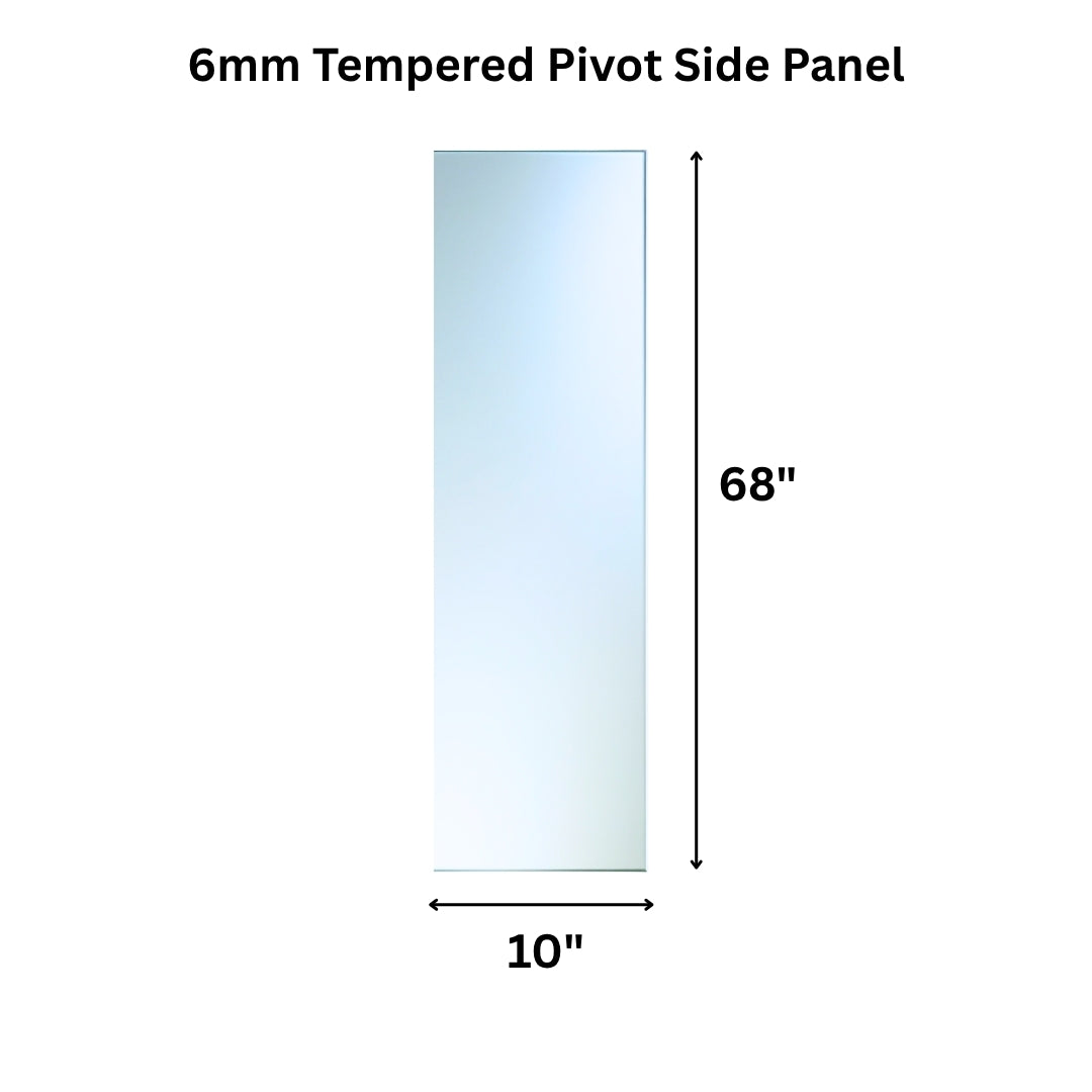 Clear 6mm tempered glass panel from Best Glass Parts, 1/4 inch fixed glass for shower enclosures or glass partitions.