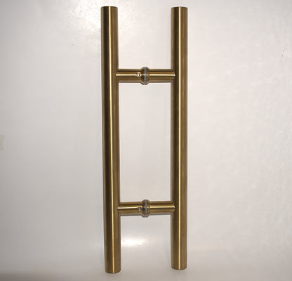 Chrome H-shaped round pull handle by Best Glass Parts, designed for glass doors or cabinets, with a polished finish.