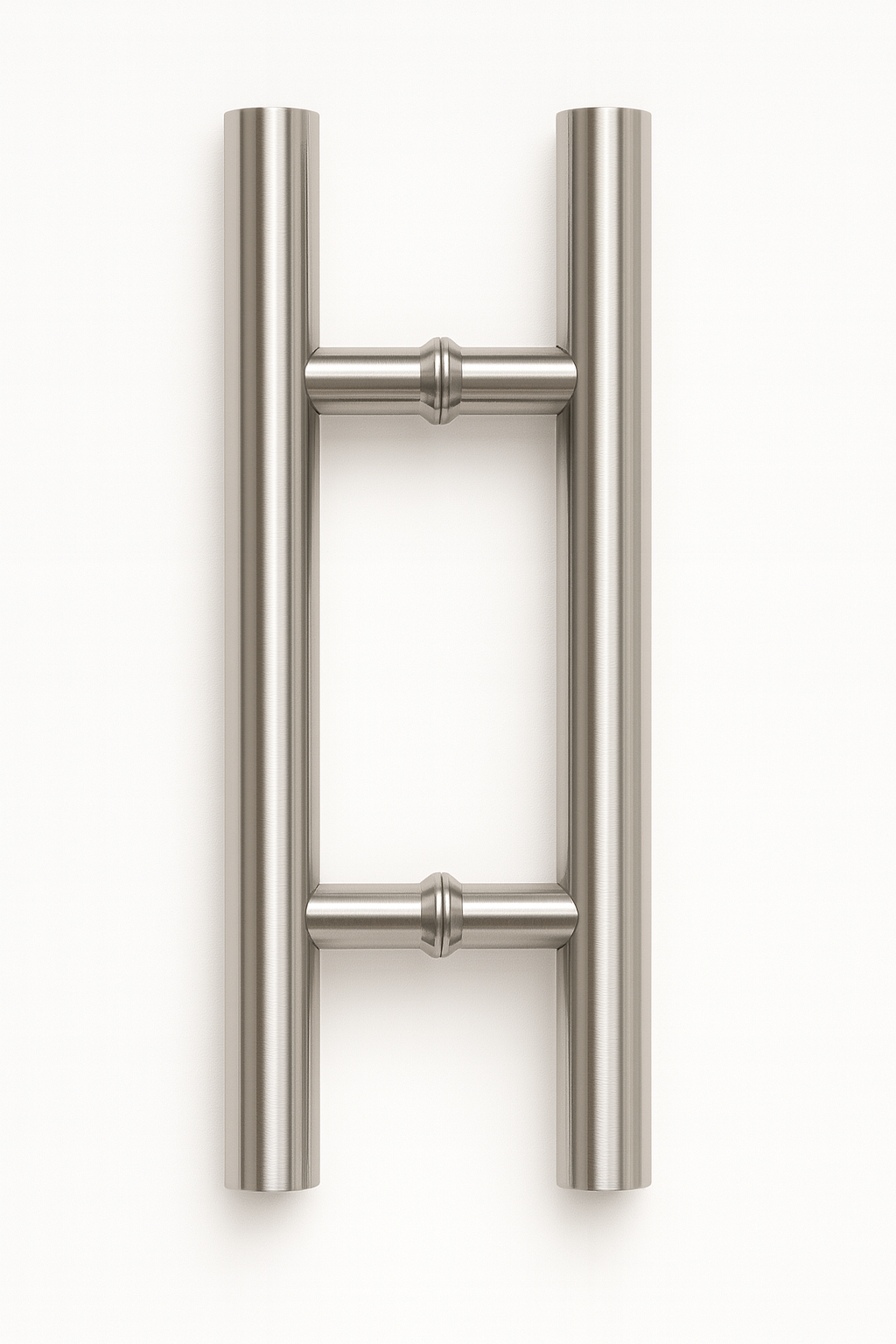 Chrome H-shaped pull handle from Best Glass Parts, rounded design, suitable for glass doors or cabinets.
