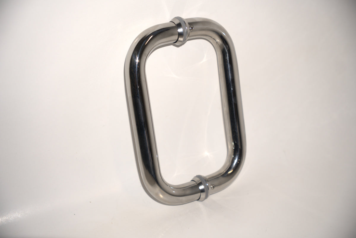 Round chrome pull handle by Best Glass Parts, showing a sleek, polished metal handle ideal for furniture or glass doors.