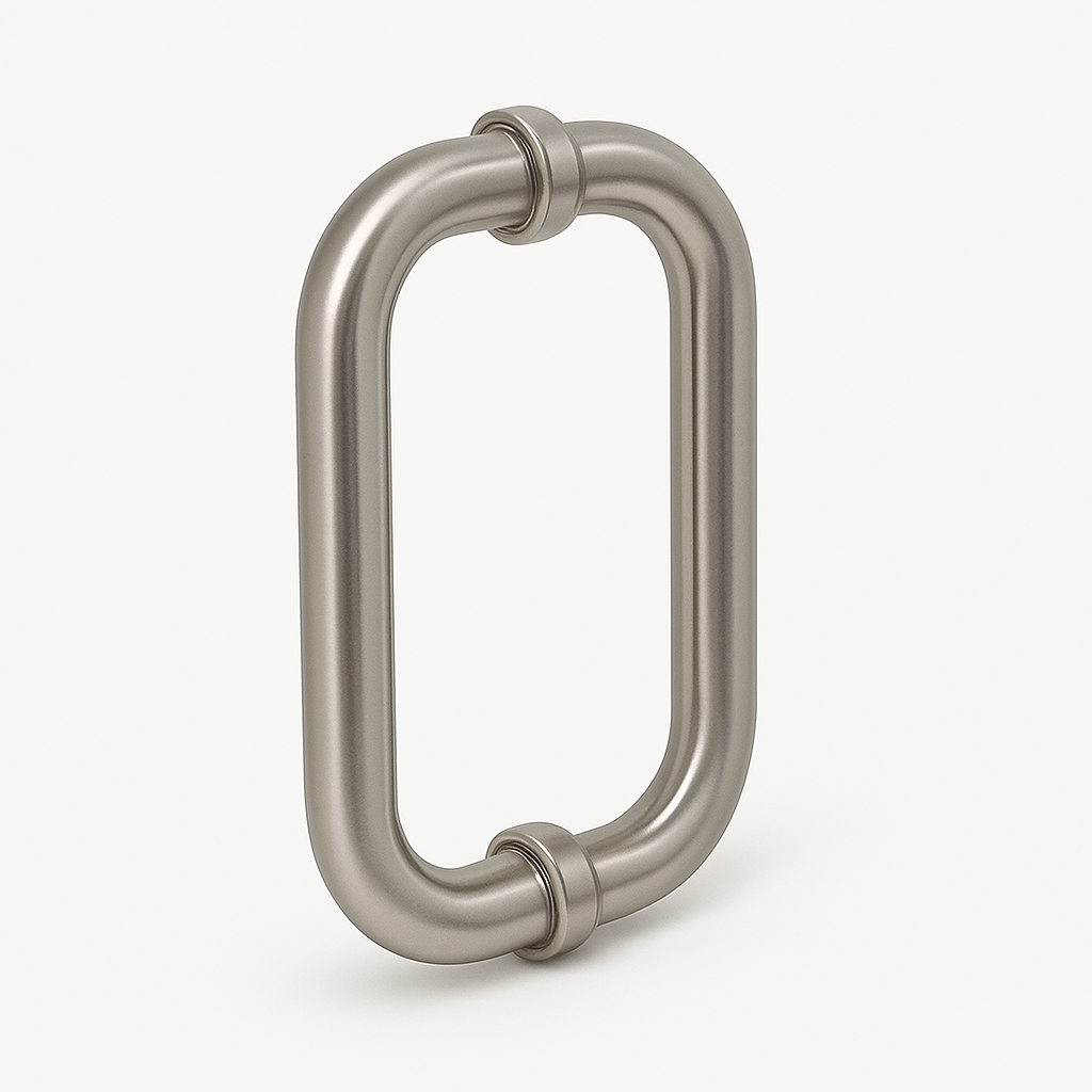 Round chrome pull handle by Best Glass Parts, designed for glass doors or cabinets, with a sleek, shiny finish.