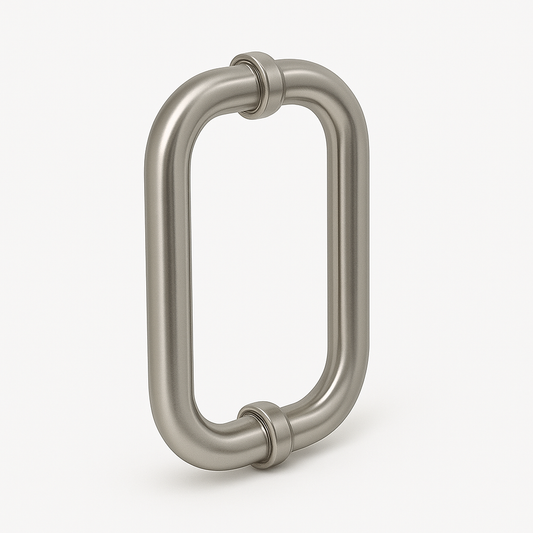 Round chrome pull handle by Best Glass Parts, designed for glass doors or cabinets, with a sleek, shiny finish.