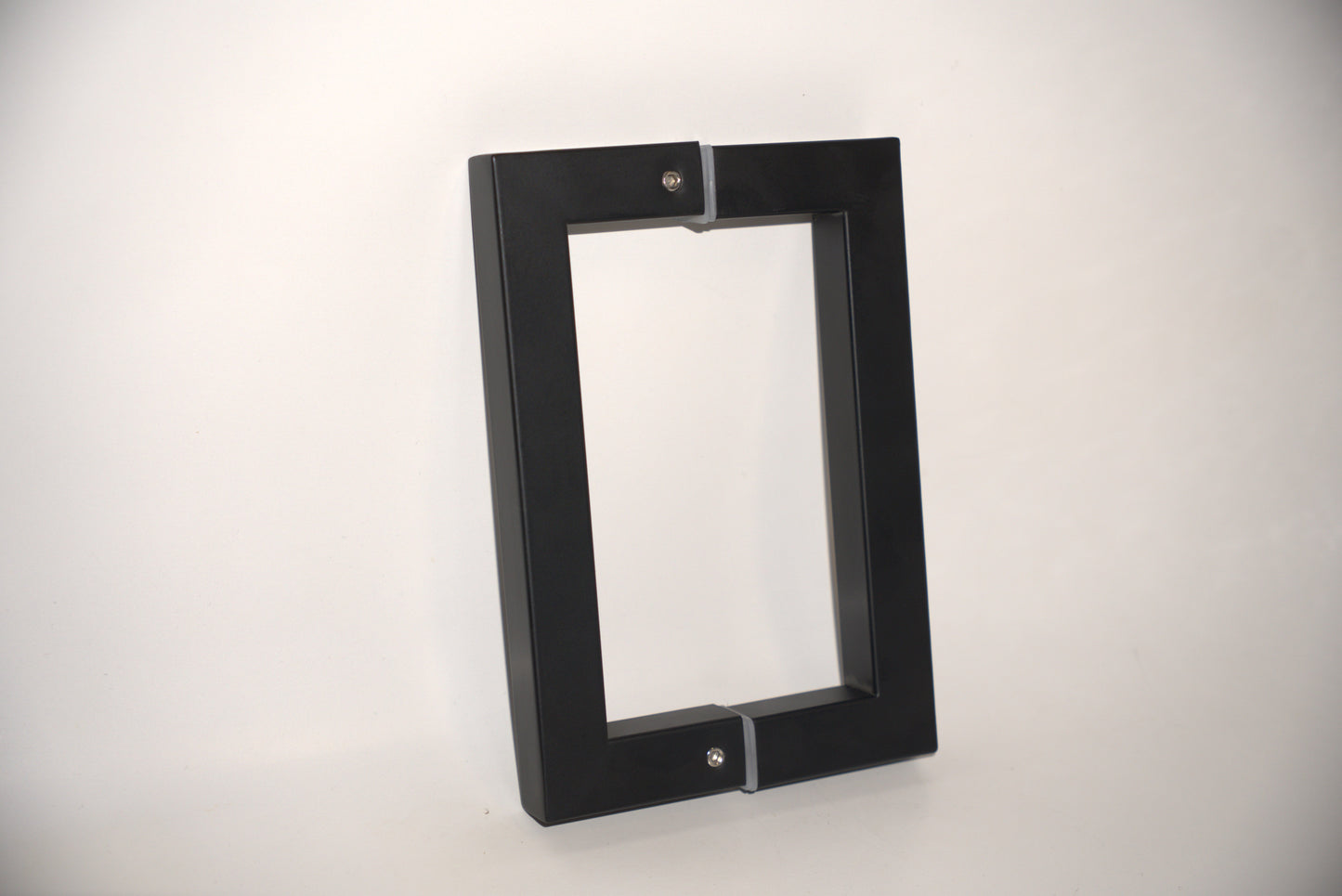 Chrome square pull handle from Best Glass Parts, showing its sleek, modern design and sturdy construction for glass doors.