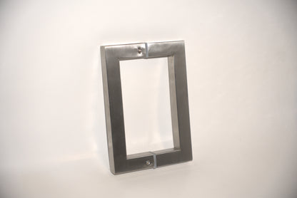 Chrome square pull handle by Best Glass Parts, featuring a sleek, modern design for glass doors and cabinets.