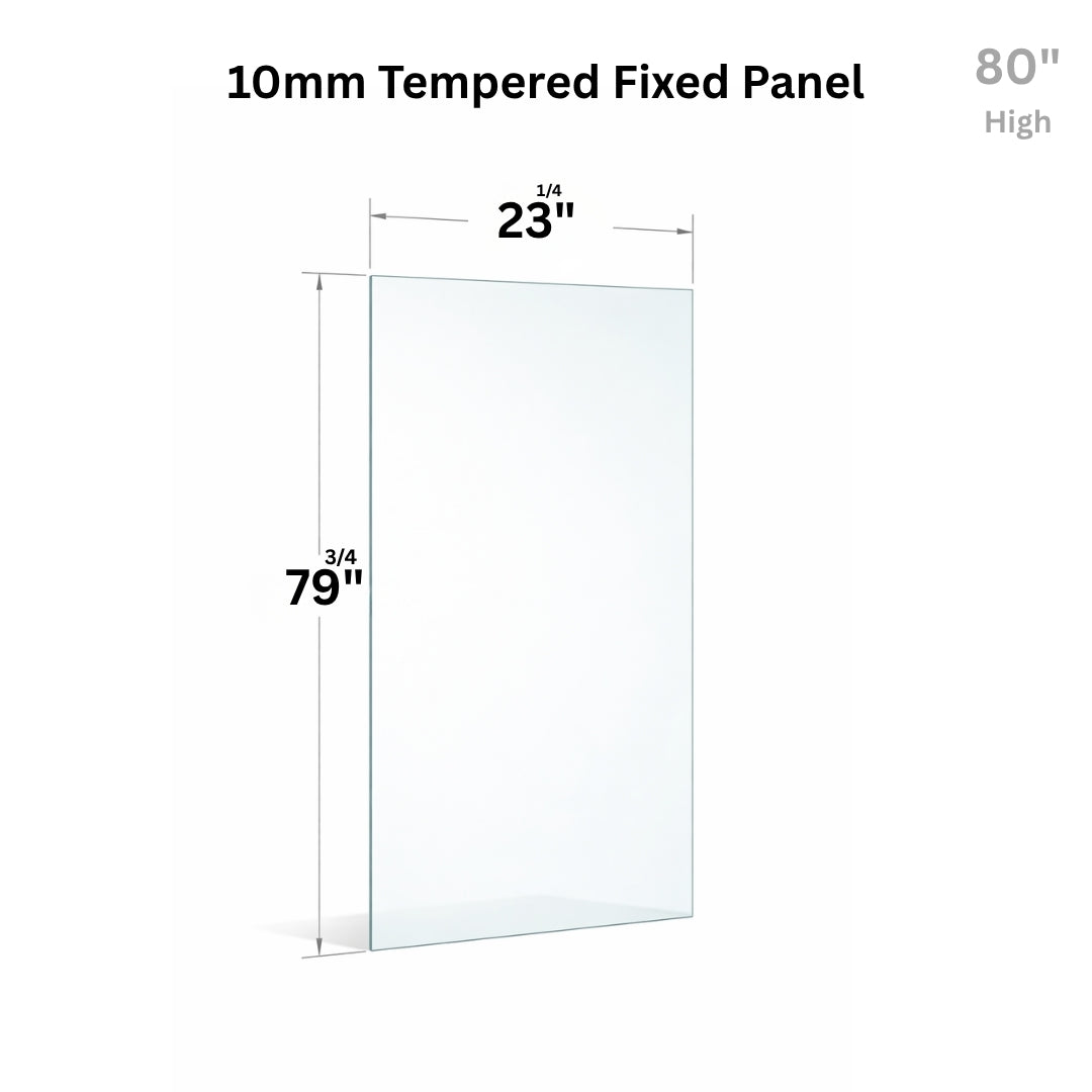 10mm tempered glass fixed panel by Best Glass Parts, 80-inch high clear glass for shower or room divider installation.