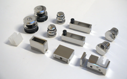 Chrome Skyline Roller Kit by Best Glass Parts with 8-10mm rollers for glass doors and panels.
