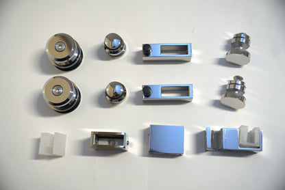 Chrome Skyline Roller Kit from Best Glass Parts with 8-10mm rollers for glass door hardware.