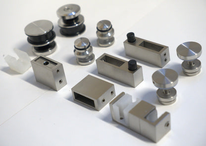 Chrome Skyline Roller Kit by Best Glass Parts with 8-10mm rollers for glass door hardware installation.