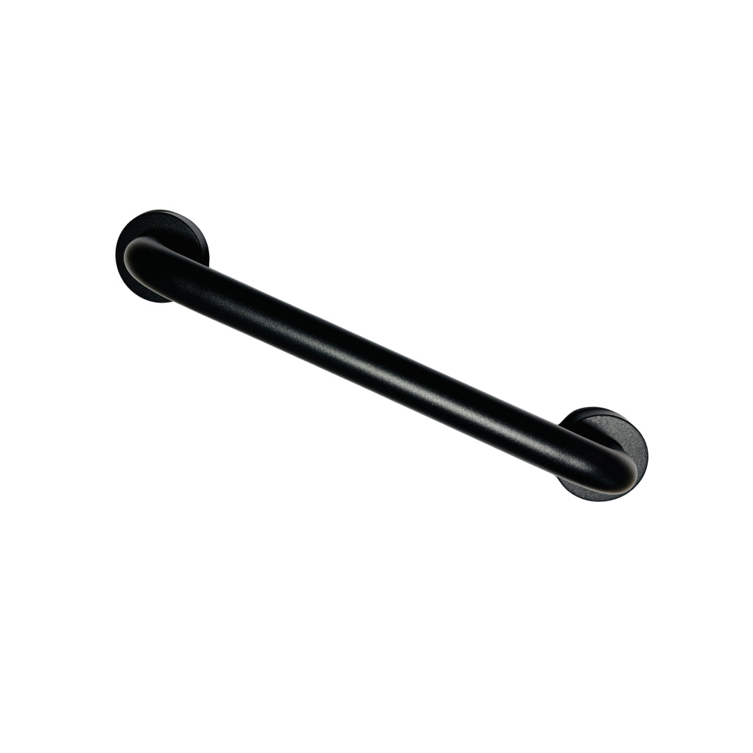 Black grab bar from Best Glass Parts, sturdy metal handrail for bathroom safety and support.