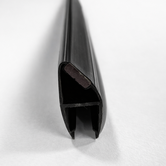Black 8mm Neo Angle 135° magnetic sweep for glass shower doors, 96-inch long, by Best Glass Parts.