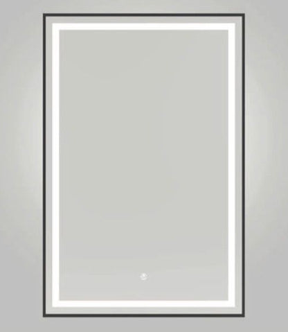 Black aluminium alloy rectangle LED mirror, 24x36 inches, with modern design, by Best Glass Parts.