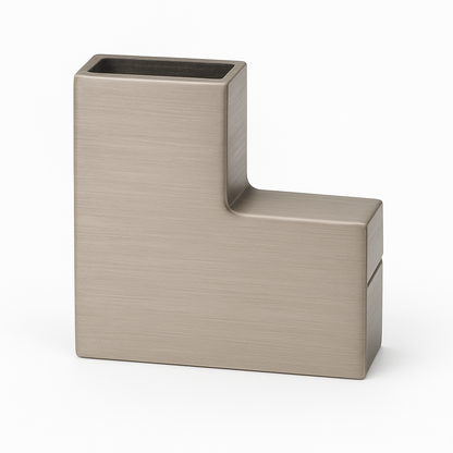 Square rod clamp 90 degree for glass or metal frames, designed by Best Glass Parts, shown attached to a square rod.