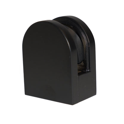 Black flat base clamp for 8mm-10mm glass, small size, by Best Glass Parts, shown with round base and screw fitting.