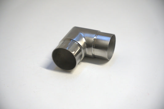 Round handrail connector from Best Glass Parts, designed for 90-degree glass railing installations, shown in the image.