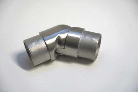 Round adjustable handrail connector from Best Glass Parts, showing the metal fitting with adjustable joint for glass railing systems.