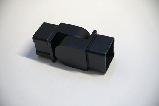 Square adjustable handrail connector from Best Glass Parts, showing its sleek metal design and adjustable features.