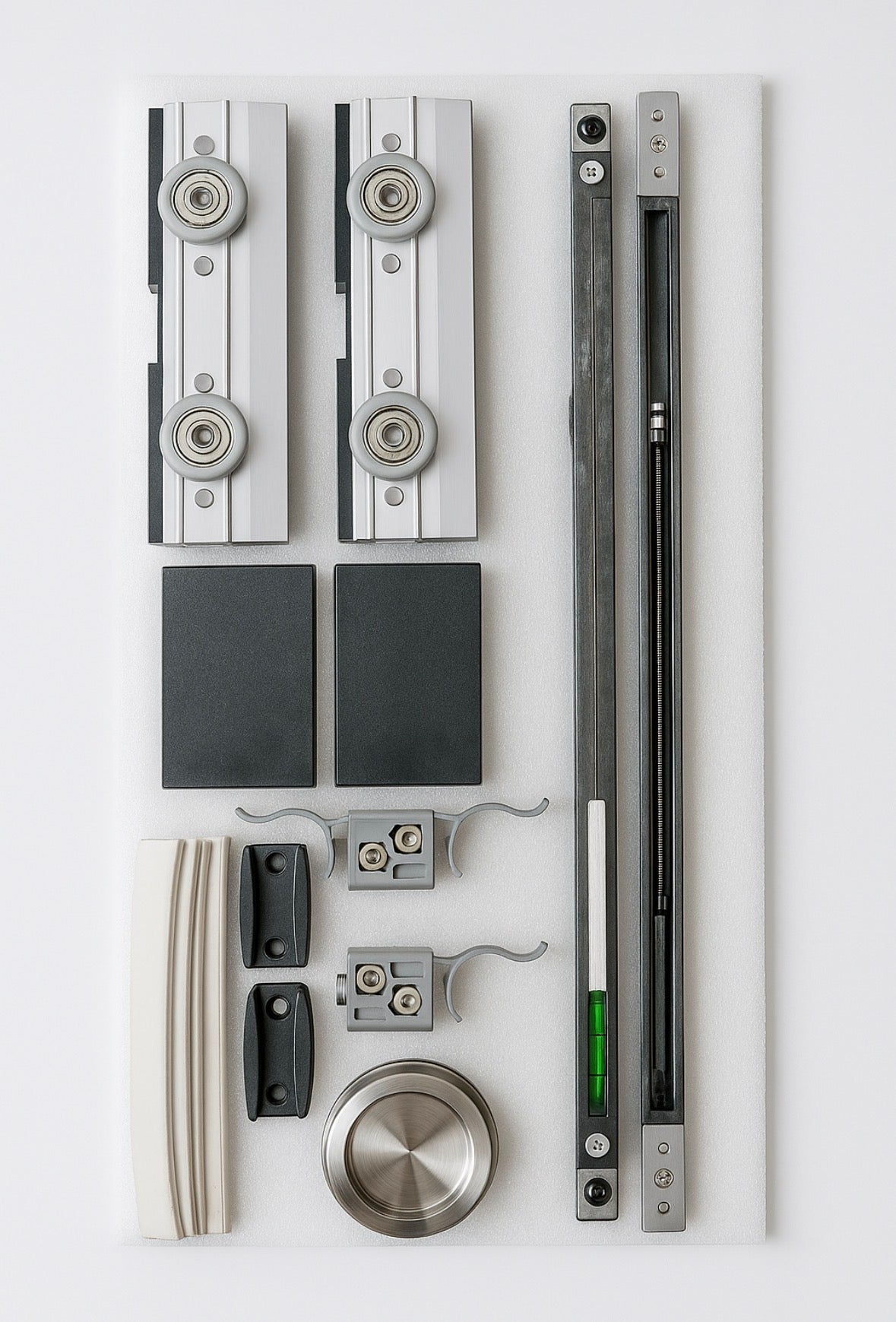 Hydraulic sliding door system kit by Best Glass Parts, showing components of the hydraulic door opening and closing mechanism.