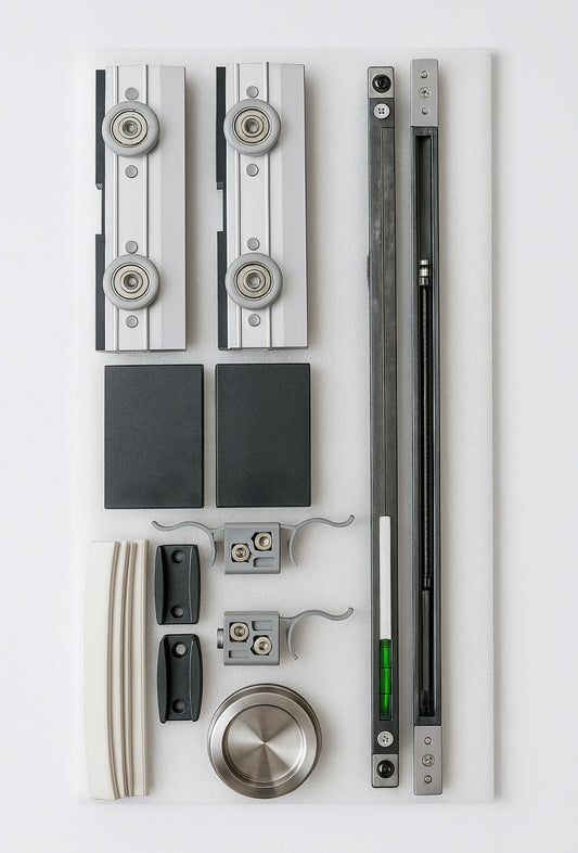 Hydraulic sliding door system kit by Best Glass Parts, showing components of the hydraulic door opening and closing mechanism.