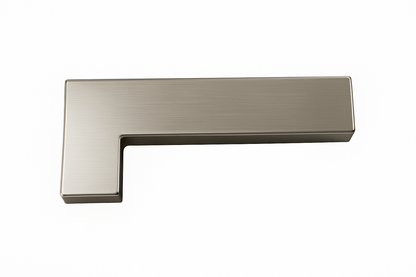 Brushed nickel overpanel to side panel lock fitting by Best Glass Parts, showing the secure metal latch mechanism.