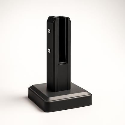Black railing glass spigot end for 90-degree glass railing installations by Best Glass Parts.