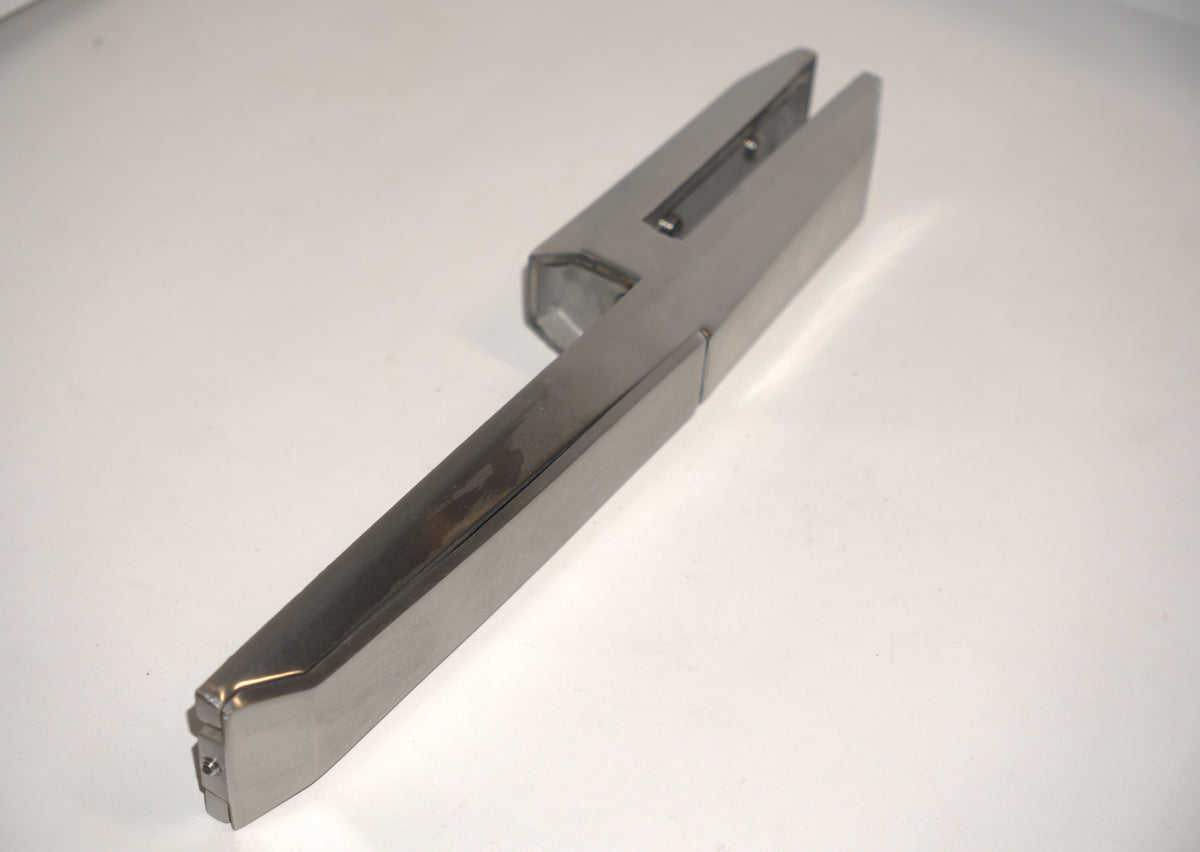 Railing side mount spigot by Best Glass Parts, showcasing its stainless steel construction and mounting details for glass railing systems.