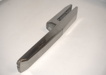 Railing side mount spigot by Best Glass Parts, showcasing its stainless steel construction and mounting details for glass railing systems.