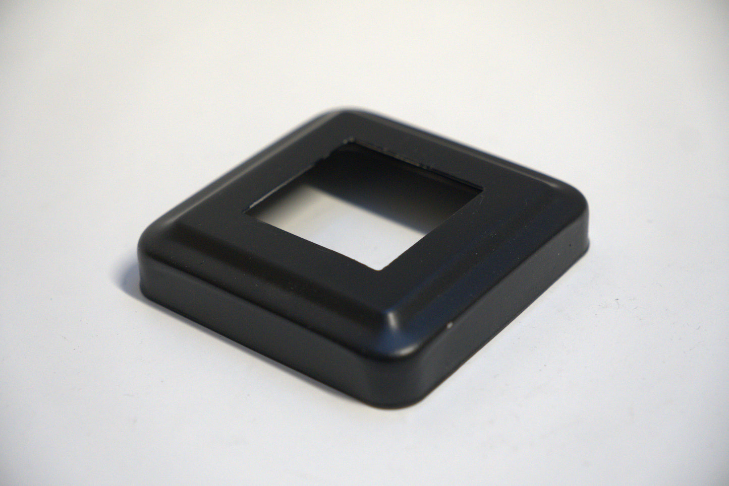 Square side mount flange cover for railing, made by Best Glass Parts, shown in a close-up image with a sleek, modern design.