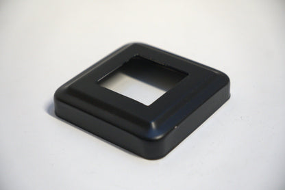 Square side mount flange cover for railing, made by Best Glass Parts, shown in a close-up image with a sleek, modern design.