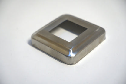 Square side mount flange cover for railing, made by Best Glass Parts, featuring a sleek design for glass railing installation.