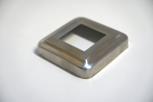 Square side mount flange cover for railing, made by Best Glass Parts, featuring a sleek design for glass railing installation.