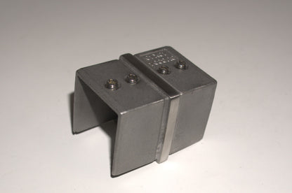 Square 180-degree railing top handrail joint by Best Glass Parts, showcasing a polished metal connector for glass railing systems.
