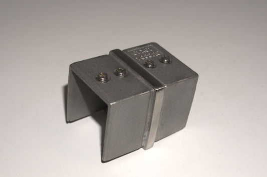 Square 180-degree railing top handrail joint by Best Glass Parts, showcasing a polished metal connector for glass railing systems.