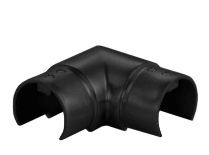 Round horizontal 90-degree railing top handrail elbow by Best Glass Parts, showing smooth metal curve for glass railing support.