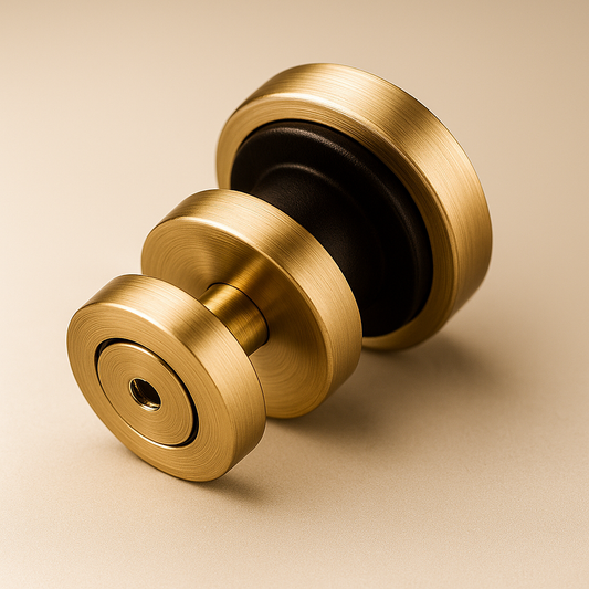 Gold roller kit clamp rod designed for attaching glass panels, by Best Glass Parts, showing the clamp and rod assembly.
