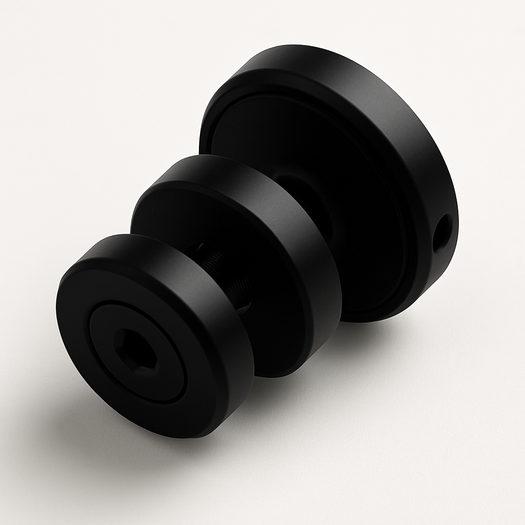 Black roller kit clamp rod designed for glass installations, made by Best Glass Parts for secure glass mounting.