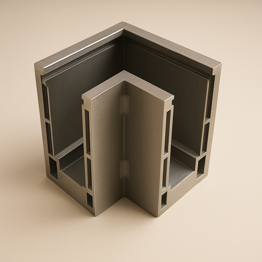Brushed nickel Shoe Base 90 by Best Glass Parts featuring a sleek, modern design for glass installation and support.