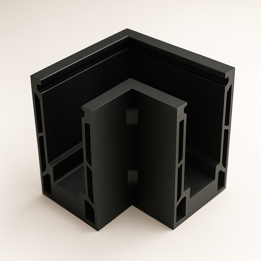 Black Shoe Base 90 by Best Glass Parts, showcasing a durable shoe base component for glass or display structures.