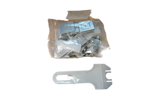 Showcase wardrobe roller from Best Glass Parts, close-up of the smooth-gliding wheel and metal frame component.