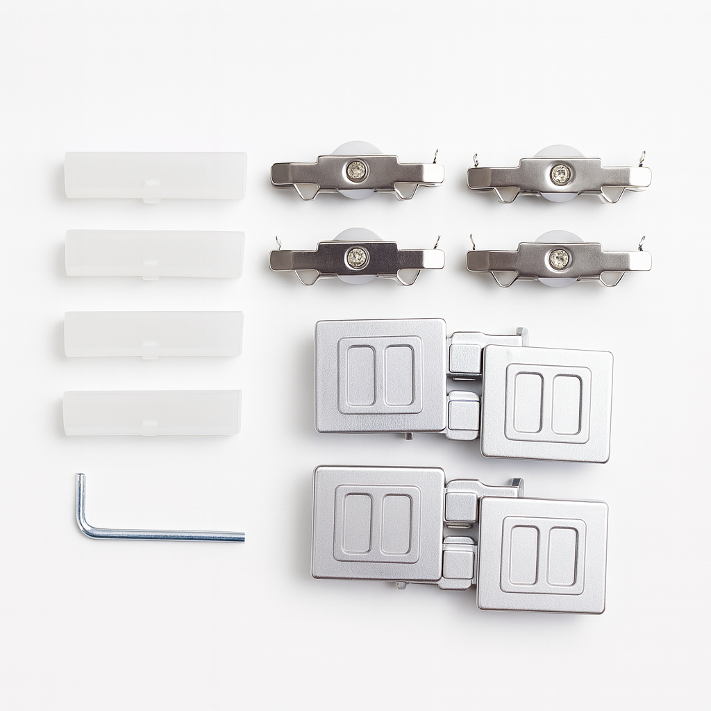 Showcase wardrobe roller from Best Glass Parts, featuring a sleek metal wheel for smooth sliding and durable wardrobe support.