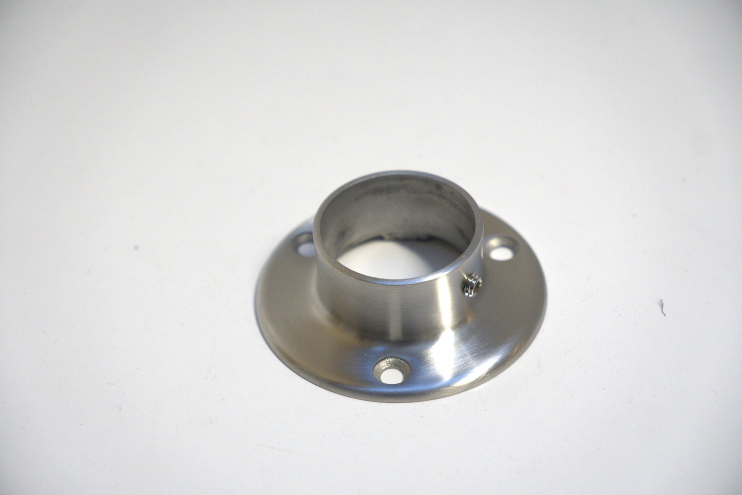 Round side mount flange base by Best Glass Parts, showing the metal flange with mounting holes for glass installation.