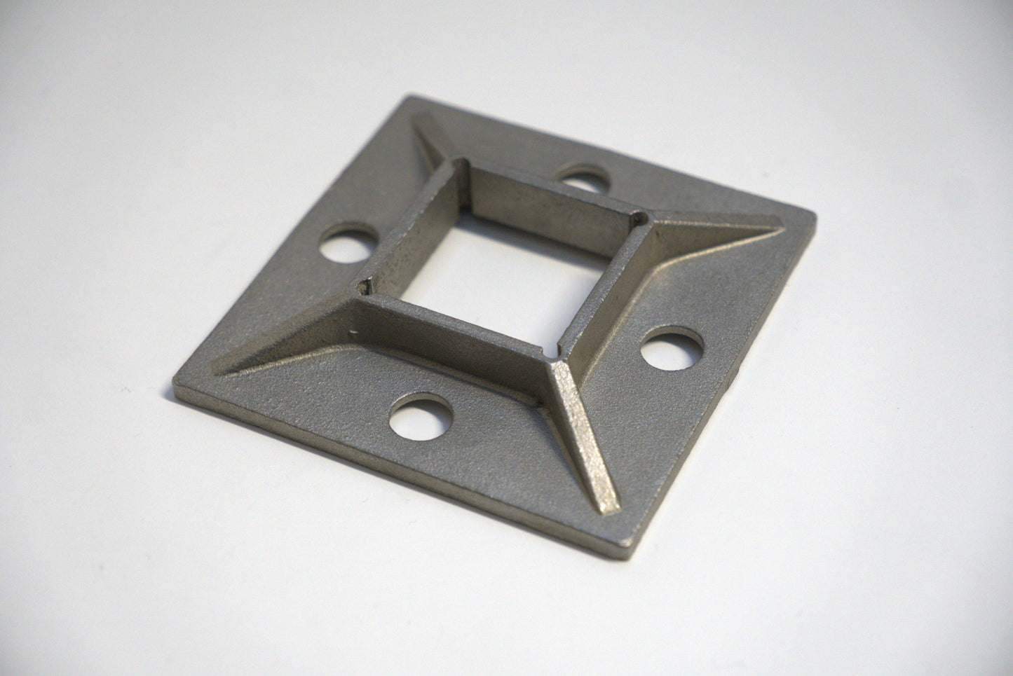 Square base side mount flange from Best Glass Parts, featuring a sturdy metal construction and precise mounting holes.