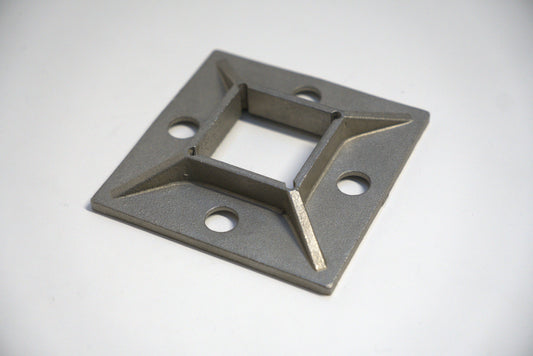 Square base side mount flange from Best Glass Parts, featuring a sturdy metal construction and precise mounting holes.
